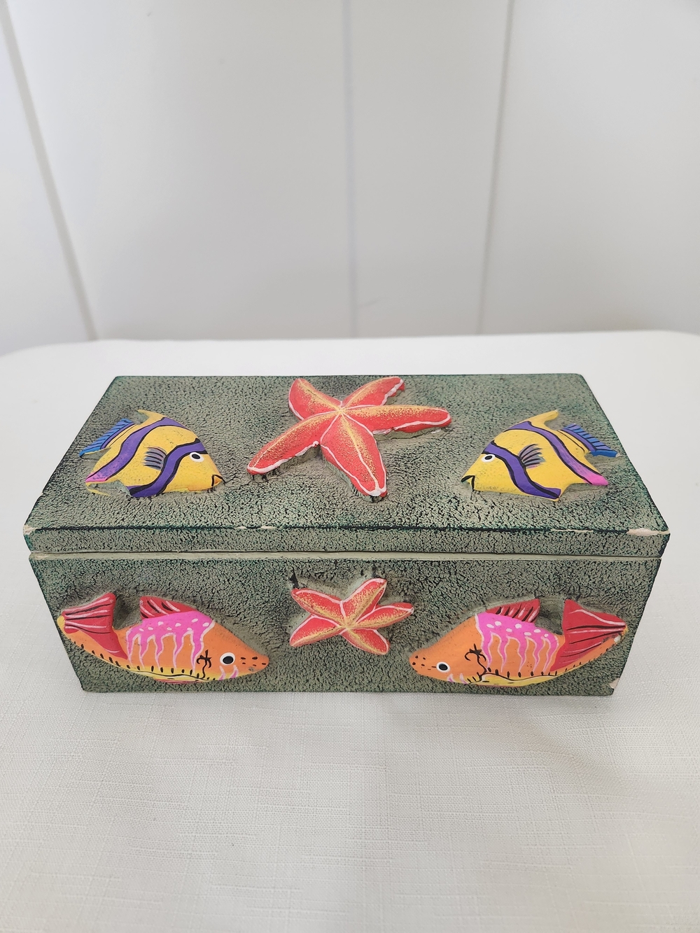 Hand-Painted Wooden Beach-Themed Jewelry Box